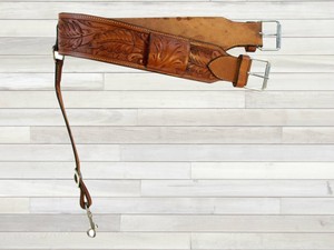OAK-TOOLED-LEATHER-BACK-REAR-CINCH-FLANK-BILLET-WESTERN-GIRTH-HORSE-TRAIL-TACK