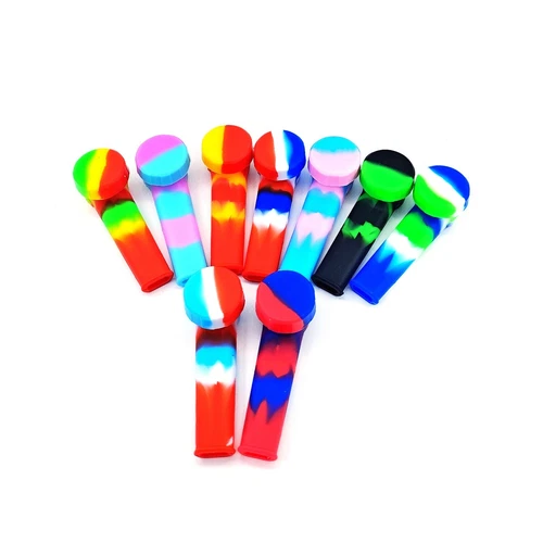 5x 3.4'' Mini Silicone Smoking Hand Pipe with Metal Bowl & Cap Lid Pocket Pipe5A - Picture 3 of 15