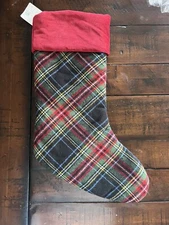 NWT Pottery Barn ANTHONY Plaid Christmas Stocking  Medium NO MONOGRAM