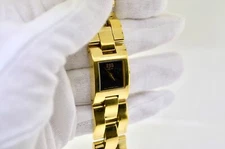Esquire ESQ Swiss Quartz Women's Watch Gold Tone Black Dial New Battery Sz 6