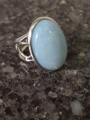 Vintage Hand Crafted - 925 Silver Aquamarine Cabochon Ring Size U - 11.6g - Picture 13 of 19