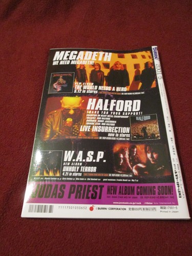 Burrn! May 2001 Japanese Heavy Metal Steve Vai & Billy Sheehan w/ Halford poster - Imagen 4 de 4