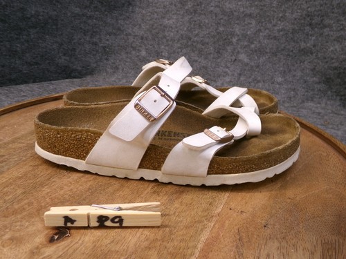 Birkenstock Damen Mayari Weiß Birko-Flor Zehenschlaufen Sandalen Gr. 36 US 5 Reg.