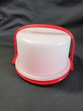 Tupperware Toys Cake Carrier Red Handle Strap  Bottom Complete 1498 1499 1500