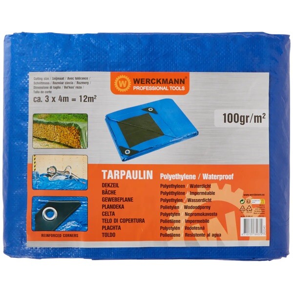 Bâche plastique étanche oeillets 4x3 m pour couverture remorque extérieure - 3
