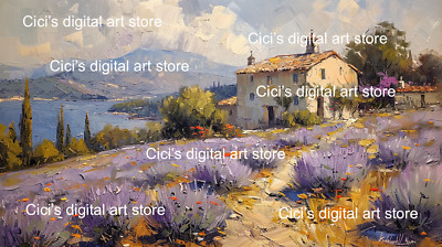 Digital Image Background Wallpaper Art - Oil Painting House Landscape