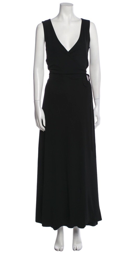 FILA Maxi abito avvolgente nero senza maniche lungo pesante medio