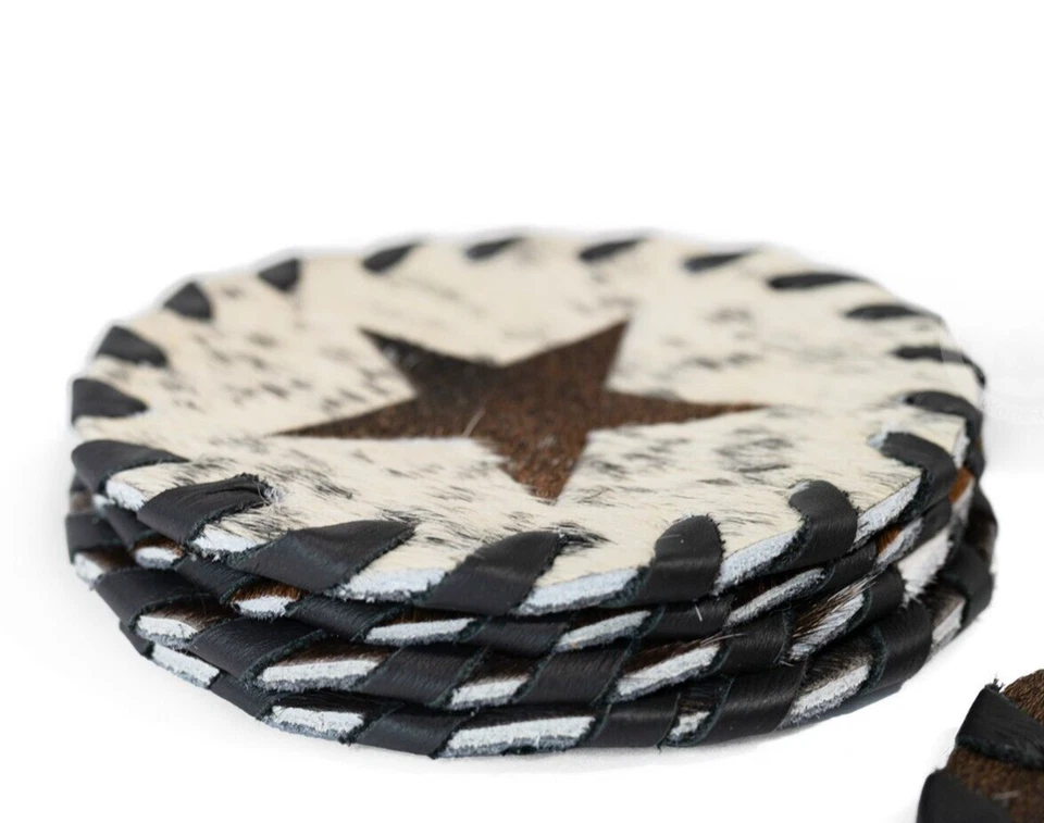 Montaña rusa de cuero de vaca estrella surtida - JUEGO DE 12 Foto 4 de 4