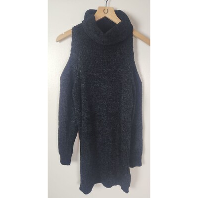 Lulus Women's XS Kept Me Cozy Black Chenille Cold-Shoulder