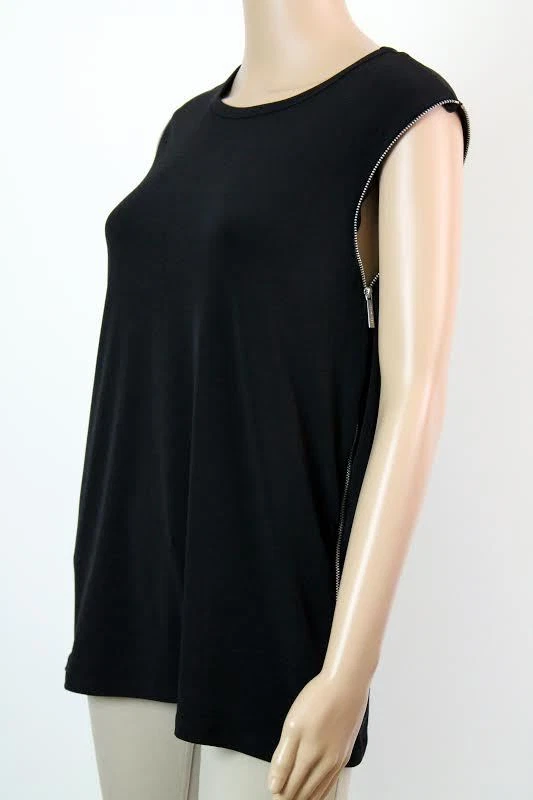 Maglietta Michael Kors Basics collo scoop camicetta designer nuova con etichette $99 L