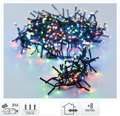 LED Cluster Lichterkette 3000 LEDs bunt Multicolor 22m 8 Funktionen innen/außen