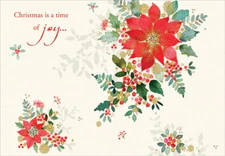 Poinsettia on White Designer Greetings Christmas Card