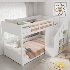 Kids Bunk Beds Double Pine Wooden Bunk Beds With Stairs 3FT Single Bed Frame