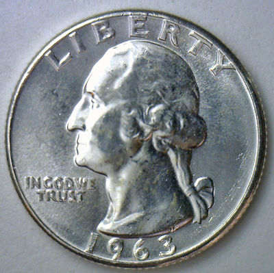 1963 BU Washington Quarter Uncirculated Twenty Five Cents Silver