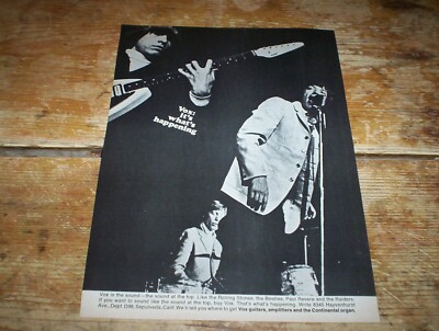ROLLING STONES jagger BRIAN JONES ( VOX 'teardrop' GUITAR ) Vintage PROMO Ad NM-
