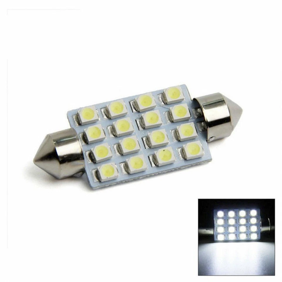 Kit de paquete interior LED de 14 piezas para luces de matrícula de cúpula de mapa T10 36 mm blancas Foto 4 de 4