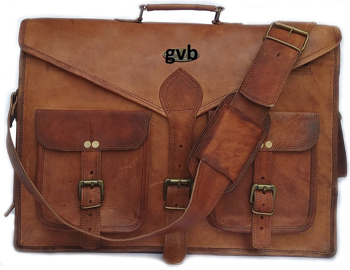 Men Distressed Leather Vintage Brown Messenger Shoulder Laptop Bag