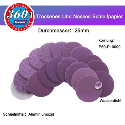 25mm Schleifscheiben Schleifpads Körnung 60-10000 Klett Excenter Nass & Trocken