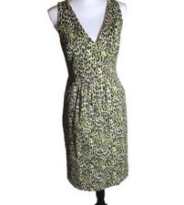 J. Crew NWT Sleeveless Green Animal Print Dress Size 6 Fabiola Pockets Cocktail