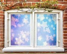 3D White Stars ZHUA760 Window Film Print Sticker Cling Stained Glass UV