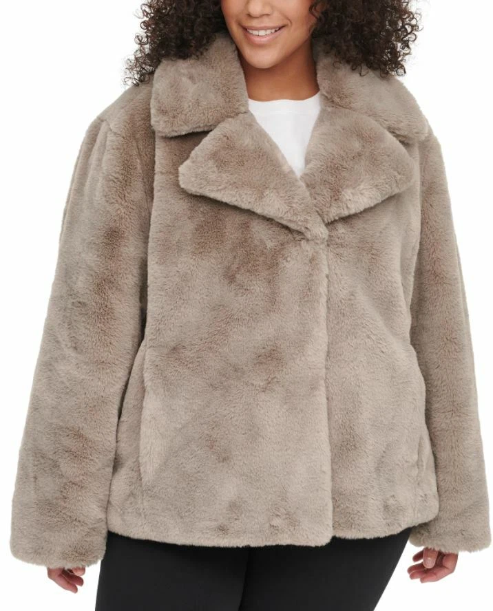 DKNY Women s Thistle Plus Size Faux Fur Coat 1X eBay
