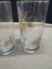 Libbey FIRECRACKER Glasses Starburst Gold & Teal Tumblers Barware 5.5" set of 3 — photo 3