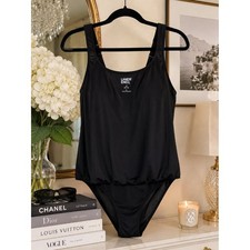 Lands' End Black Blouson One Piece Swimsuit Tummy Control Women's M 10-12