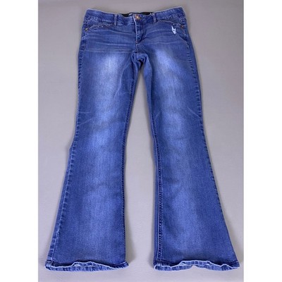 Democracy Ab Solution Flare Jeans Women's Size 12 Blue Medium Wash Distressed