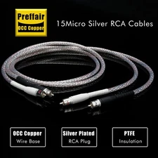 preffair OCC Copper Silver Plated HiFi RCA Interconnect Audio Cable
