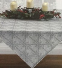   NWT Winter Wonderland Sparkly Snowflake Christmas Tablecloth 50" x 50"