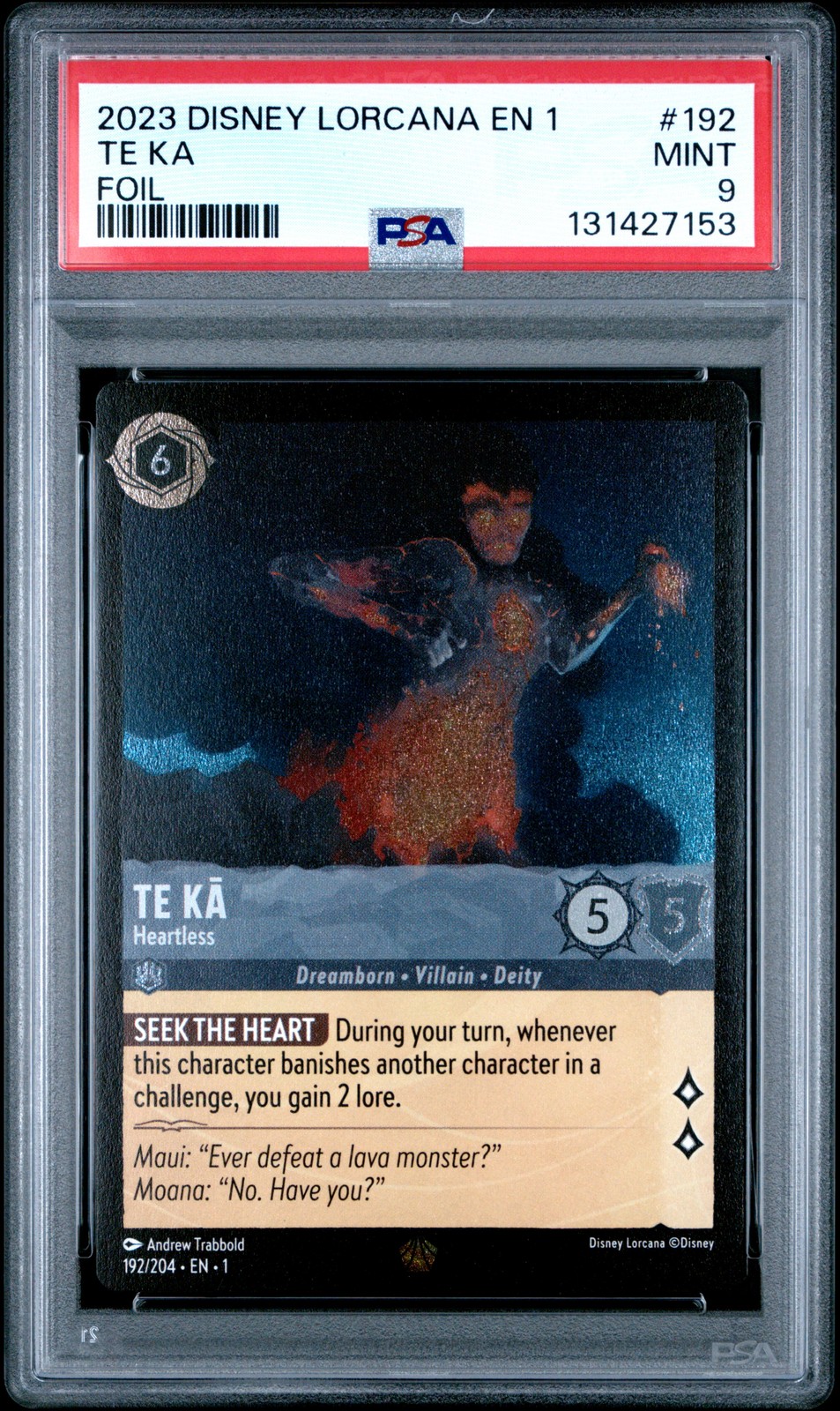 2023 DISNEY LORCANA EN 1-THE FIRST CHAPTER FOIL #192 TE KA - HEARTLESS PSA 9