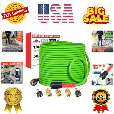 #ad Super Flexible Pressure Washer Hose 50FT for Power Washer Replacement Kink R... $76.99