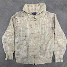 Vtg 1960s Pendleton Oatmeal Wool Westerly Zip Cardigan Sweater Big Lebowski XL