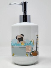 Fawn Pug Ceramic Soap Dispenser Hand Soap Dispenser Pump Bottles for Bathroom