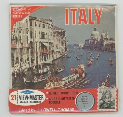 ITALY 1960's Sawyer's View-Master Packet B-180 with Coin and Stamp Sealed Mint