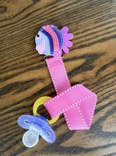 Fish Ribbon Baby Pacifier holder clip strap, binky leash-Handmade-Free Ship