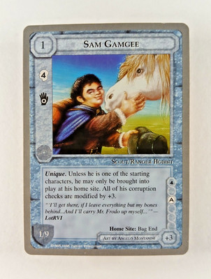 Sam Gamgee - Middle Earth CCG card (1998 ICE) MECCG Silver Grey Border Reprint
