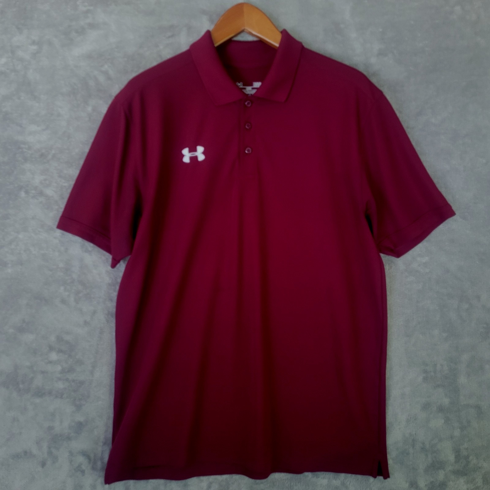 Under Armour HeatGear Polo Shirt Burgundy Deep Red Wine Mens Large Loose thumbnail 18