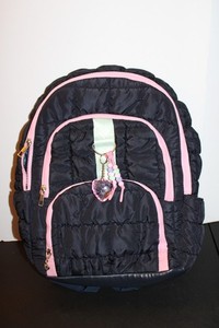 Miss Gwen’s OMG Girls Backpack Black Quilted with heart keychain
