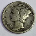 1931-D Mercury Dime- VG/Fine -Semi Rare Key Date Silver Coin