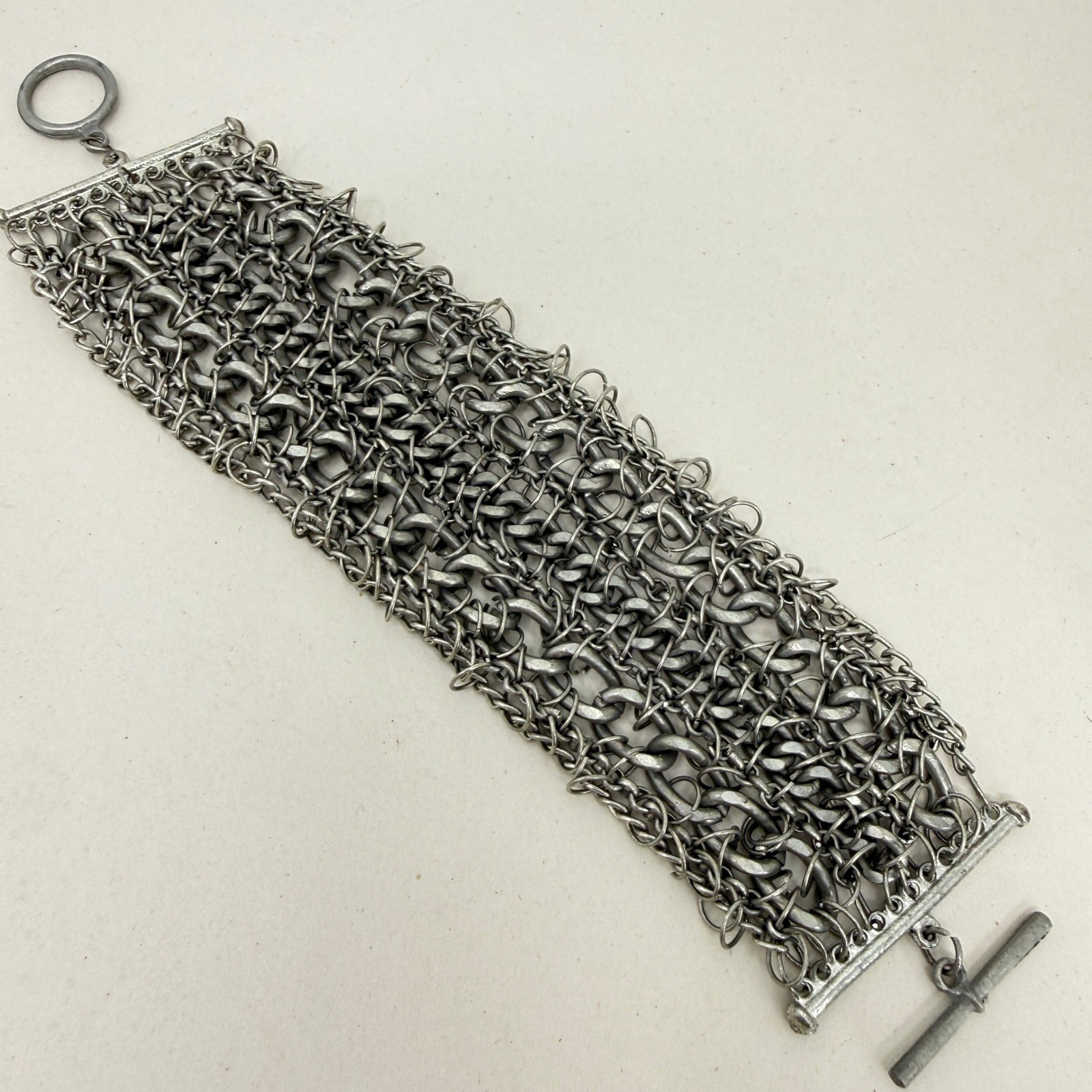 Chunky Chainmail Statement Bracelet Toggle Clasp … - image 2