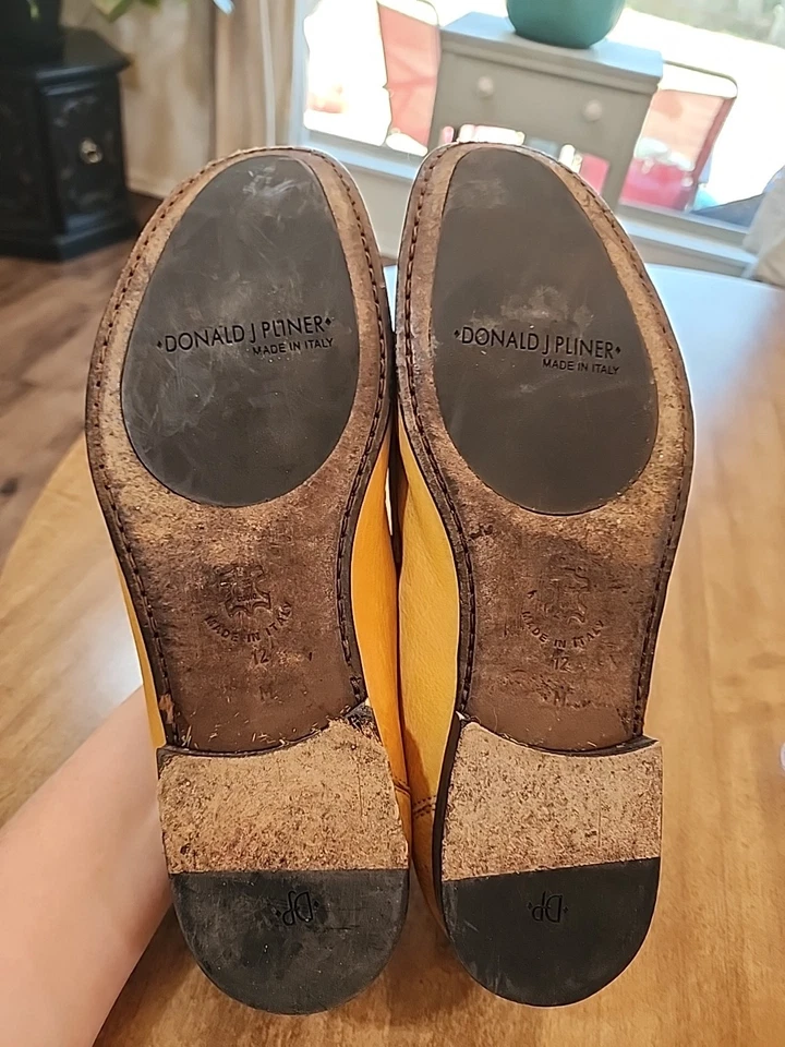 Donald J Pliner Hombre Tostado/Dorado Cuero Penny Mocasines 12 M  Foto 4 de 4