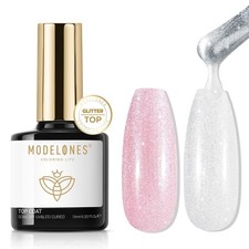 modelones Glitter Gel Top Coat, 0.33 Fl Oz Pack of 1 , A1 Clear Shimmer