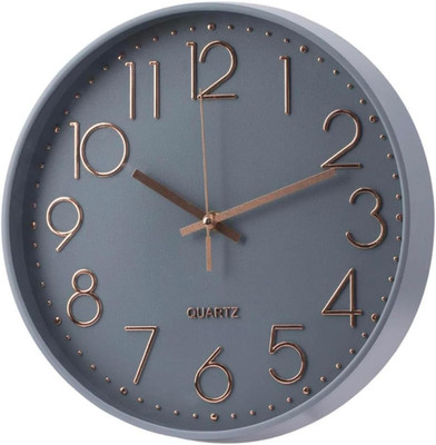 Graue Wanduhr 12 Zoll (30 cm) / Batteriebetrieben / leise nicht tickende Wanduhr / M