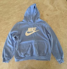 Nike youth XL light blue pullover hoodie white logo swoosh FD2988-450