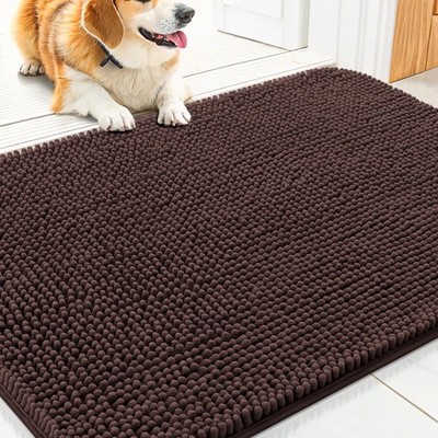 Smiry Dog Door Mat 30x20  Absorbent NonSlip Washable Chenille for Muddy Paws