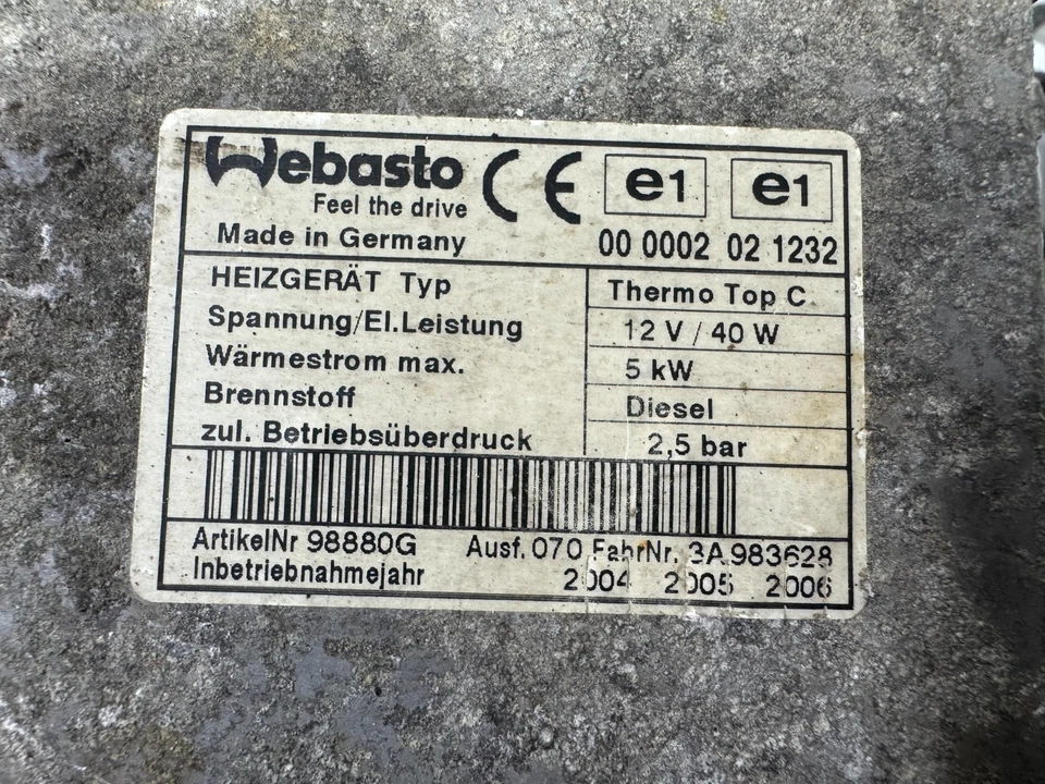 Diesel Standheizung Webasto Thermo Top C Set Webasto - Bild 2 von 3