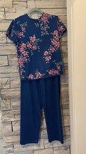 Secret Treasures 2-Piece Pajama Set Women  s Size Small Blue Pink Floral