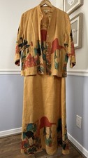 ⭐Citron Santa Monica Vintage Asian Printed Linen Dress & Jacket LARGE