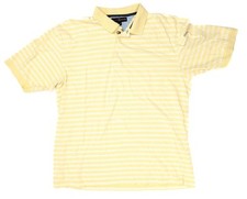 Tommy Hilfiger Y2K Yellow White Striped 1/4 Button S/ Sleeve Polo Men's Size XL